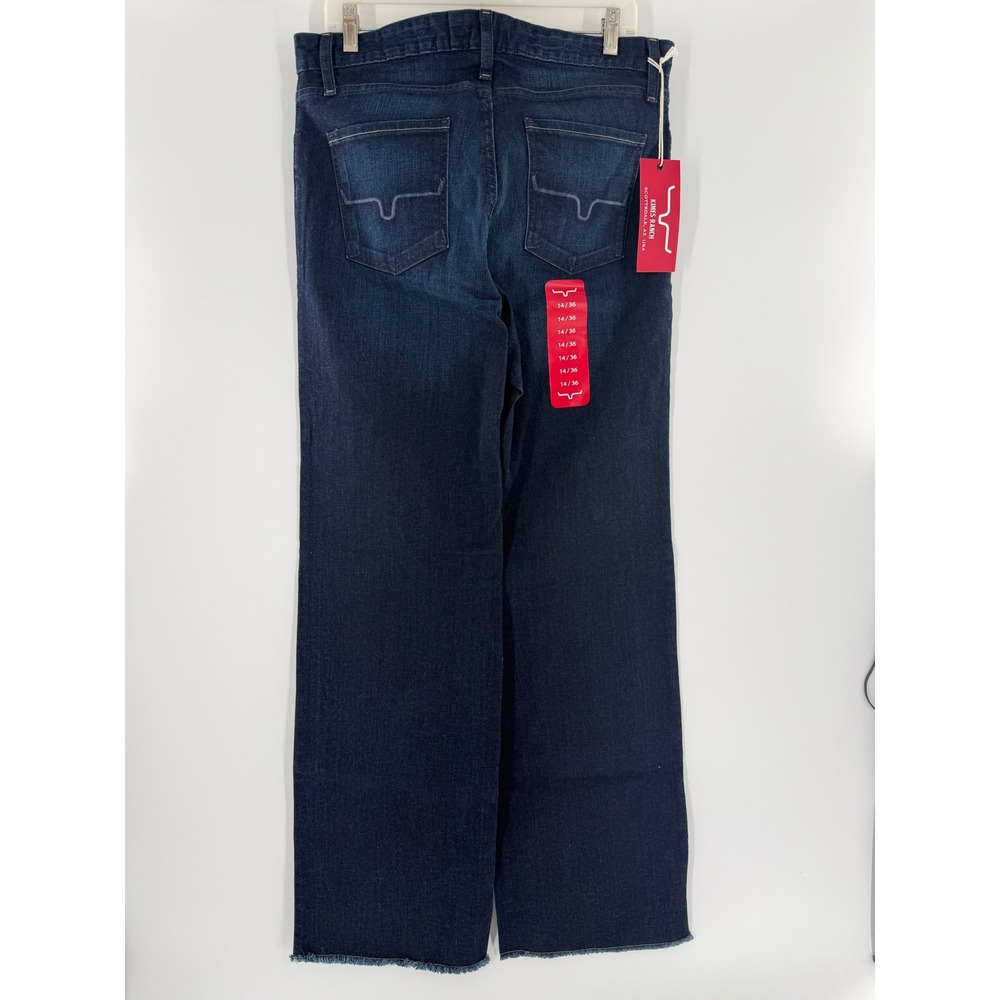 Kimes Ranch Olivia High Rise Wide Leg Jeans Dark Wash Raw Hem 6/30 Western